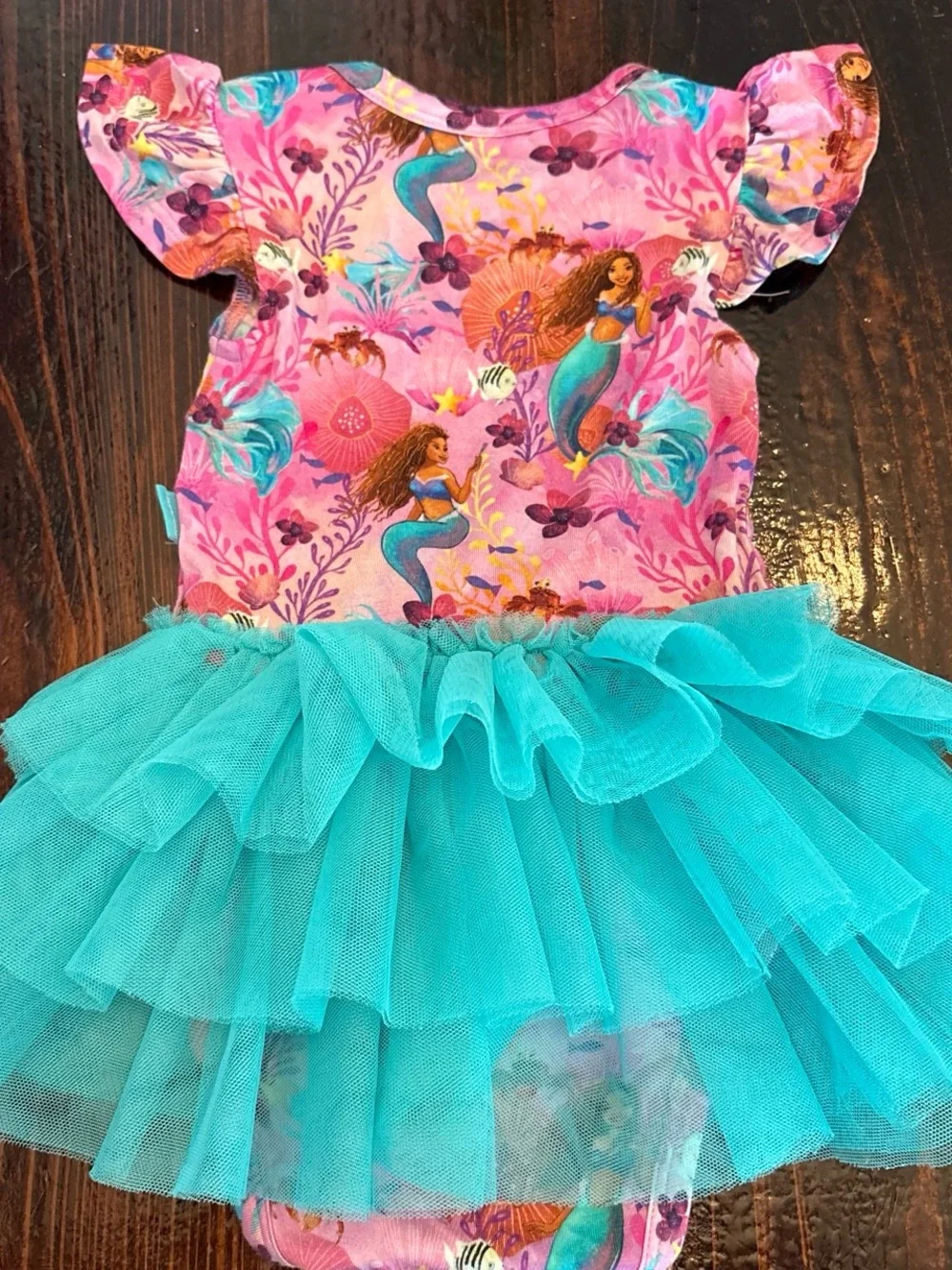 Posh Peanut Pink and Teal Mermaid Tutu One-Piece Bodysuit
